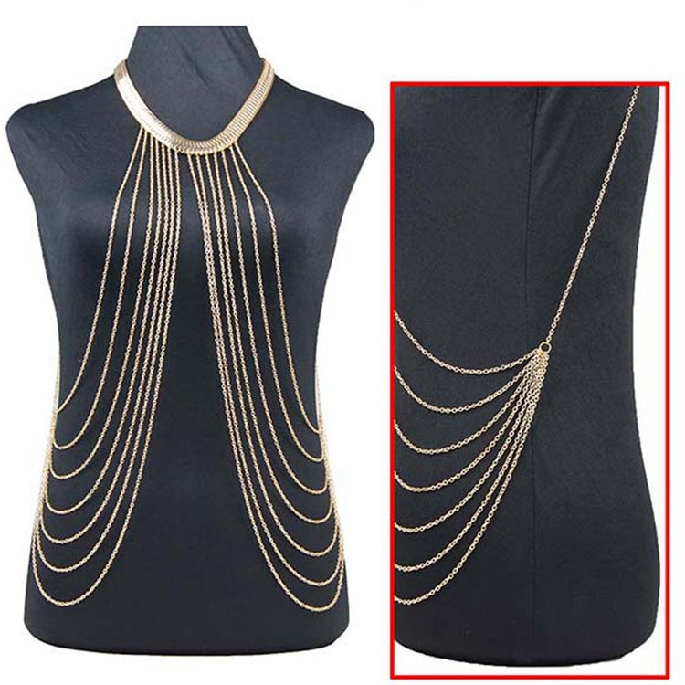 Metallic Serpent Chain Body Chain with Tassels