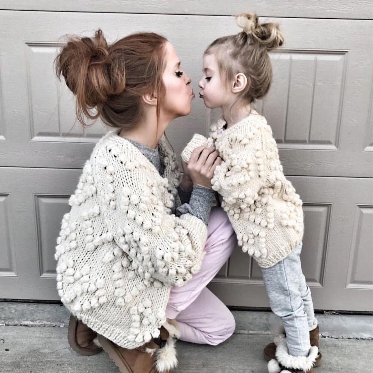 Handmade Matching Mother-Daughter Sweater Cardigans
