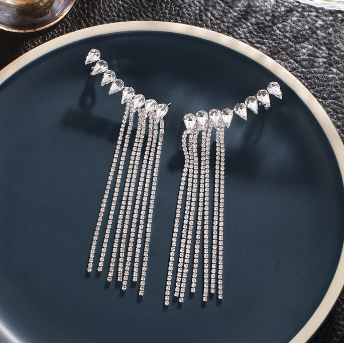 Exaggerated Tassel Zircon Earrings