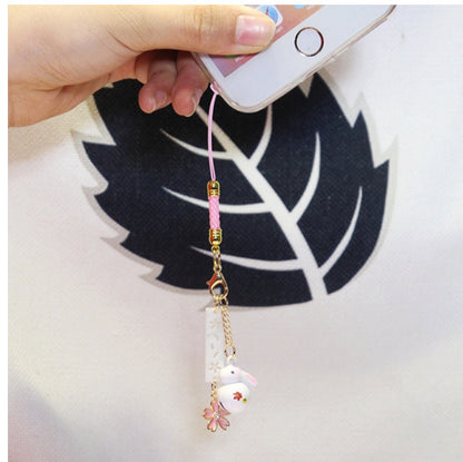 Handmade Japanese Rabbit Bell Phone Charm Accessory