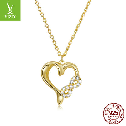 New Infinite Love Heart Gold-Plated Necklace BSN236