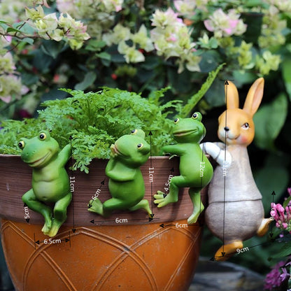 Resin Frog Ornaments for Garden Flower Pot Decoration