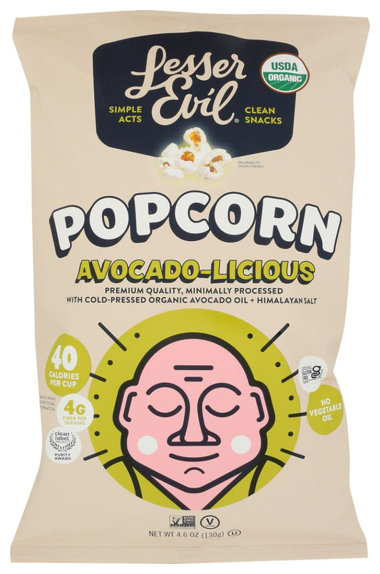 LESSER EVIL: Avocado Licious Organic Popcorn, 4.6 oz