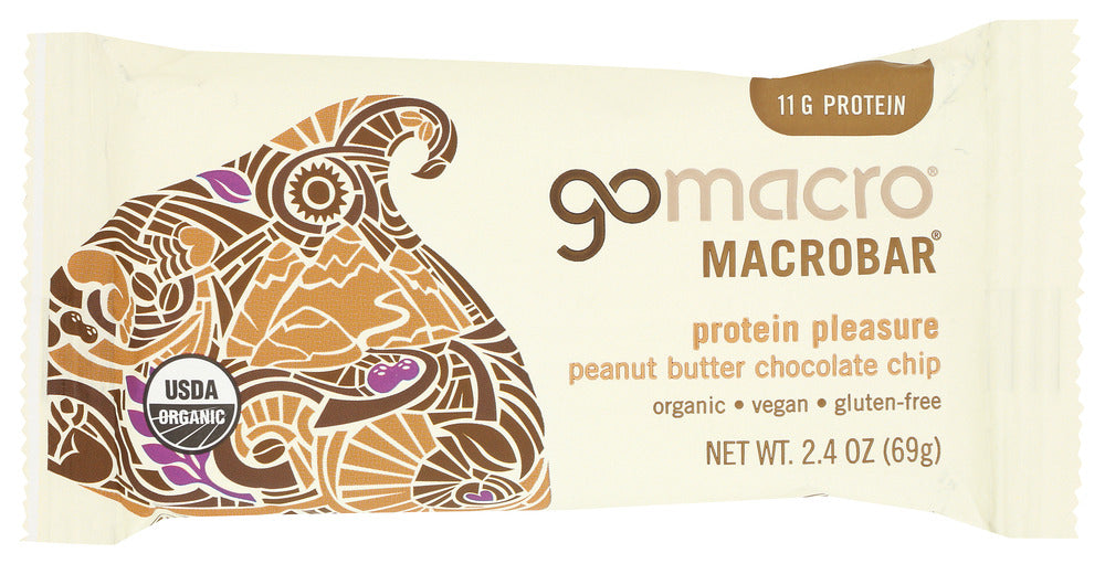 GOMACRO: MacroBar Protein Pleasure Peanut Butter Chocolate Chip, 2.5 oz