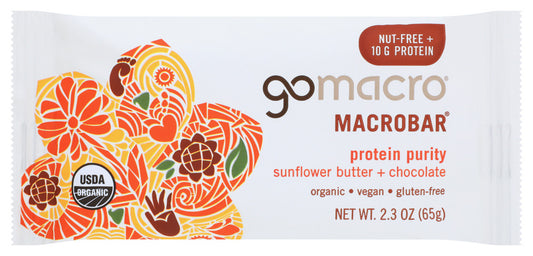 GOMACRO: MacroBar Protein Purity Sunflower Butter Chocolate, 2.3 oz