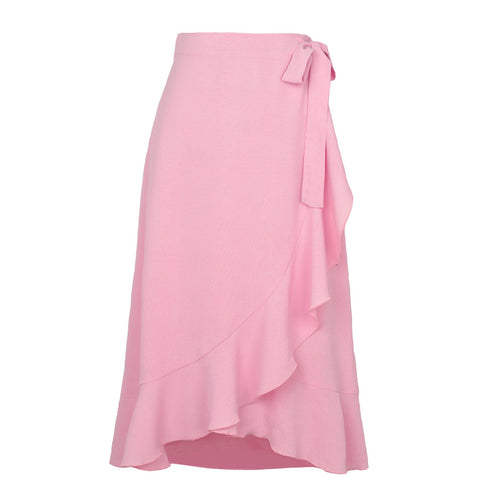One-Piece Lace-Up Irregular Solid Color Skirt