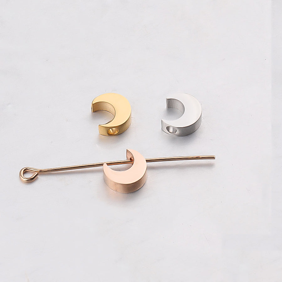 Titanium Steel Moon Bead Pendant with 1.8mm Hole