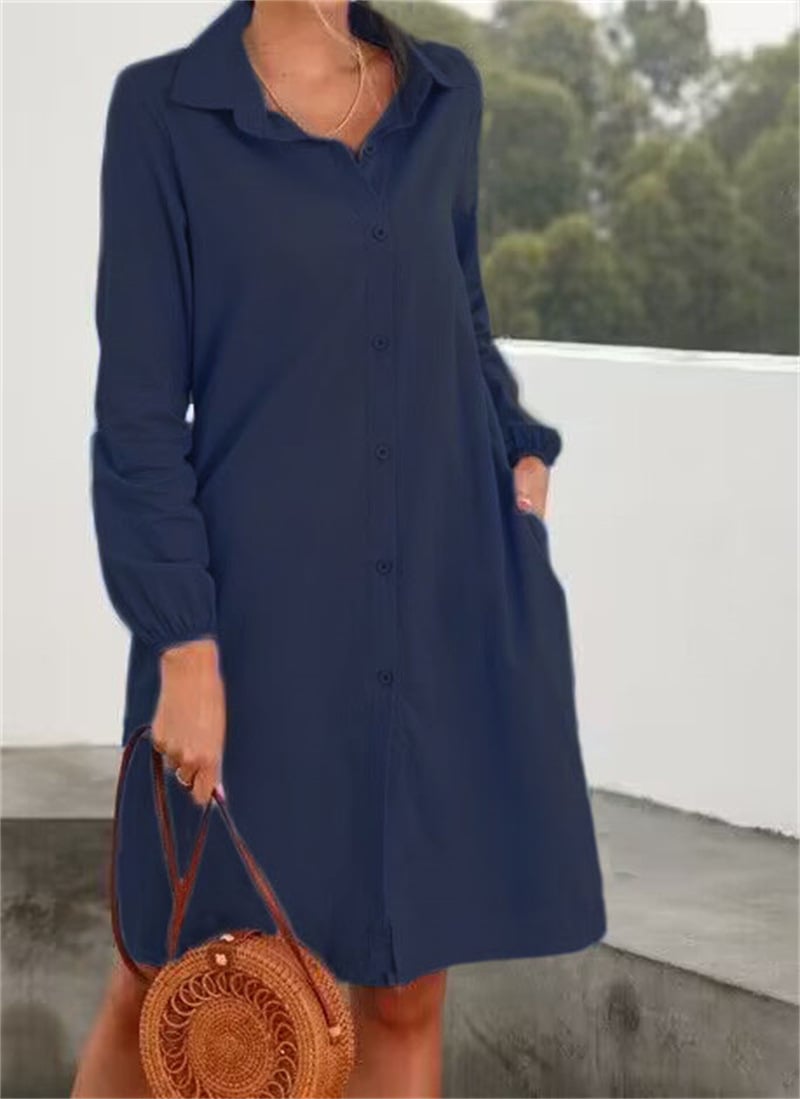 Long Sleeve Solid Color Cardigan with Skirt for Women