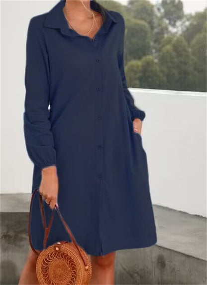 Long Sleeve Solid Color Cardigan with Skirt for Women
