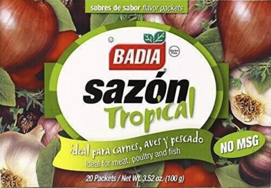 BADIA: Sazon Tropical No Msg 20 Count, 3.52 oz