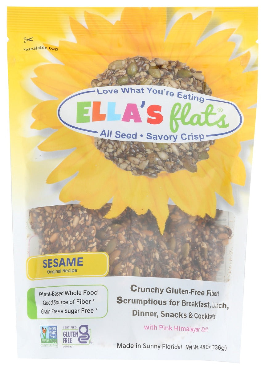 ELLAS FLATS: Crackers Sesame, 6 oz