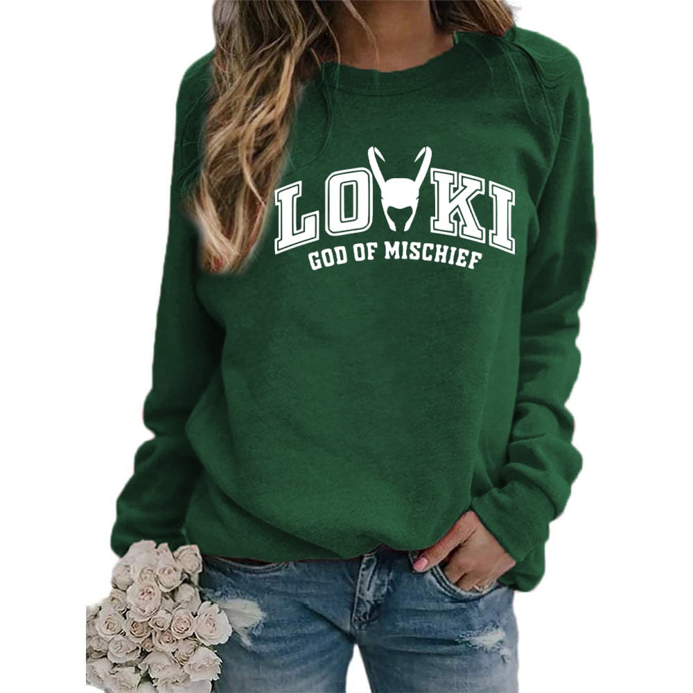 Women's Printed Crew Neck Sweatshirt - Loose Fit Fashion