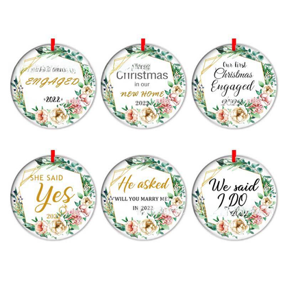 Double-Sided Printed Ceramic Christmas Bauble Ornament