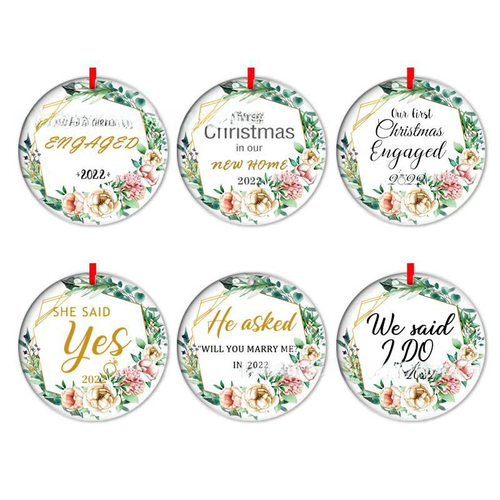 Double-Sided Printed Ceramic Christmas Bauble Ornament