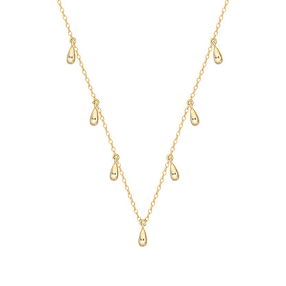 S925 Silver Choker Necklace with Water Drop Design