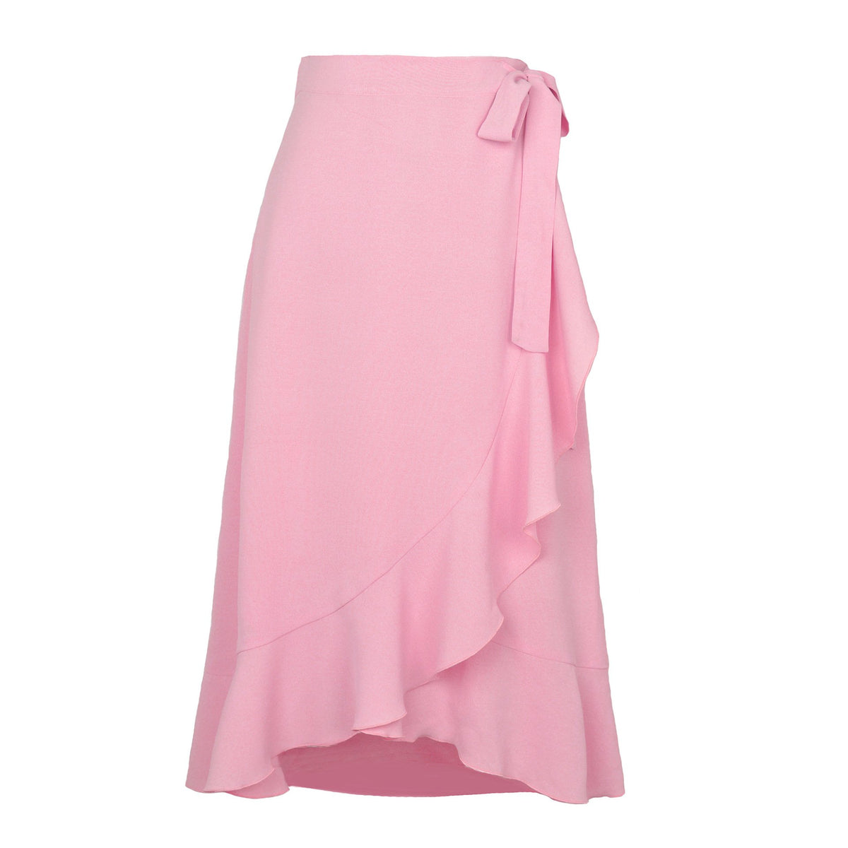 One-Piece Lace-Up Irregular Solid Color Skirt