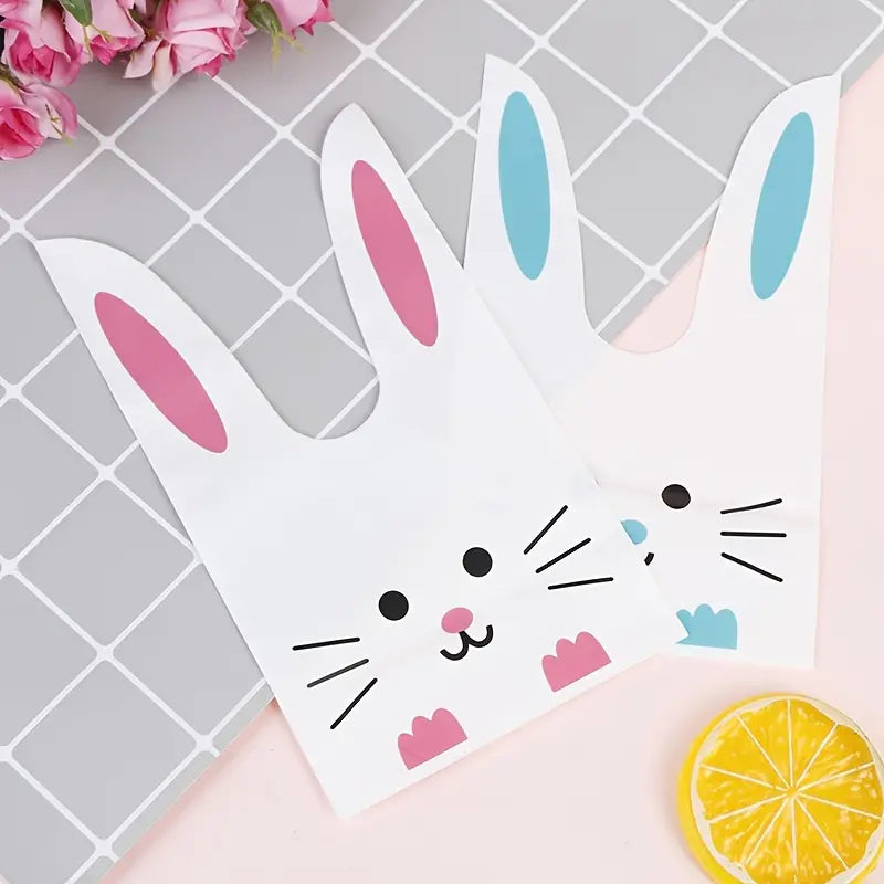 50pcs Cute Rabbit Ear Bags for Cookies and Snacks