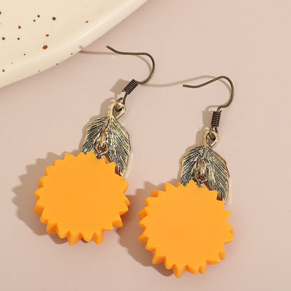 Fashionable Sunflower Pendant Earrings for Wholesale