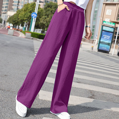 Cotton Linen Wide-Leg Pants for Women - High Waist Casual