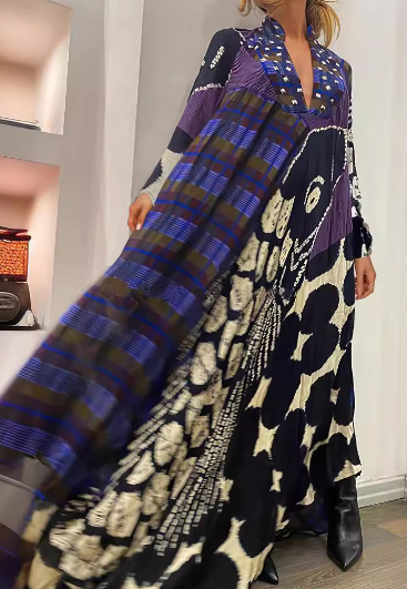 2022 Women's V-Neck Pocket Print Dress for Cross-Border Trade