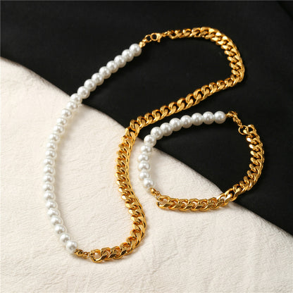 Men's Pearl Chain Bracelet - Minimalist Couple Style