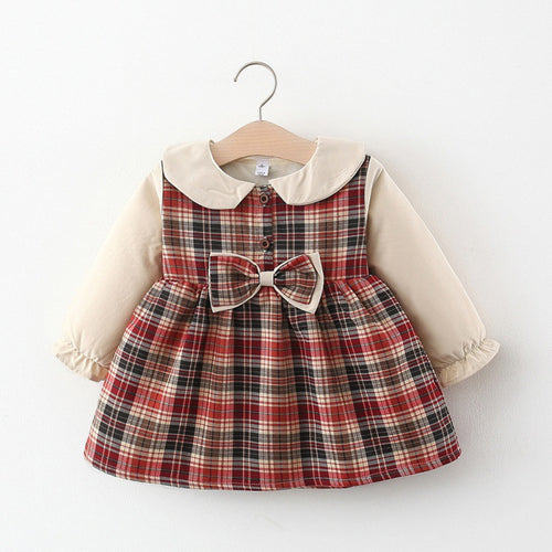Girls Plaid Fleece Skirt with Bow-knot Detail