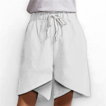 Elastic Waist Wide Leg Casual Shorts with Pockets