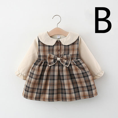 Girls Plaid Fleece Skirt with Bow-knot Detail