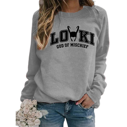 Women's Printed Crew Neck Sweatshirt - Loose Fit Fashion