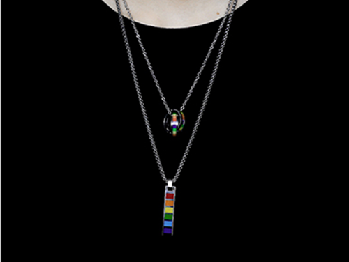 Rainbow Pride Couple Necklace in Titanium Steel