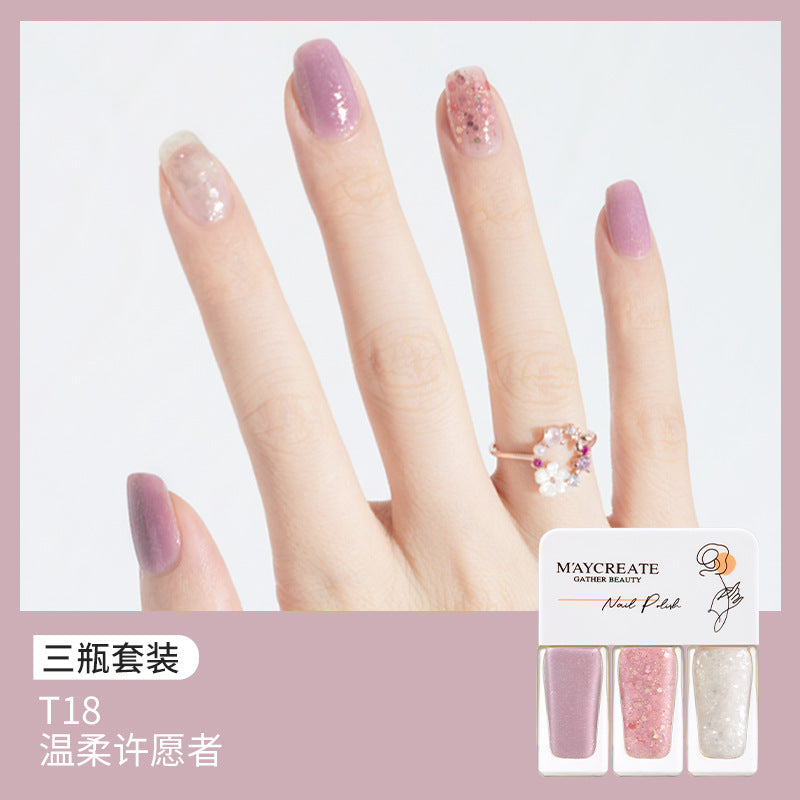 3-Piece Fast-Drying Peelable Nail Polish Set (20 Colors)