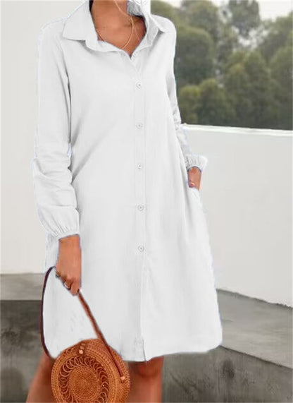 Long Sleeve Solid Color Cardigan with Skirt for Women