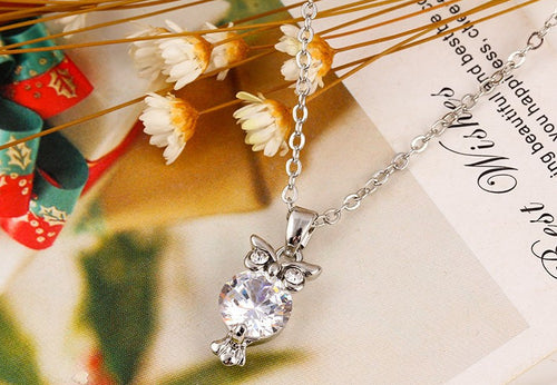 Owl Pendant Necklace - Choker Style
