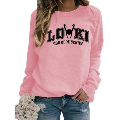 Women's Printed Crew Neck Sweatshirt - Loose Fit Fashion