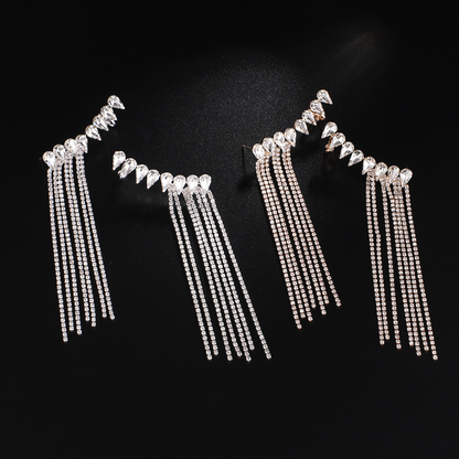 Exaggerated Tassel Zircon Earrings