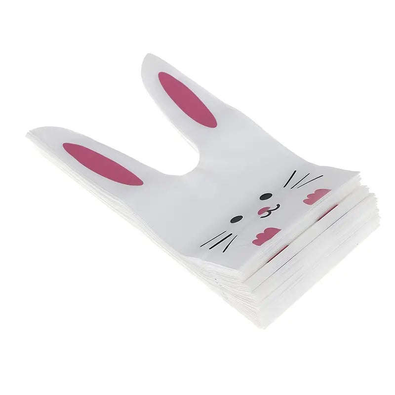 50pcs Cute Rabbit Ear Bags for Cookies and Snacks