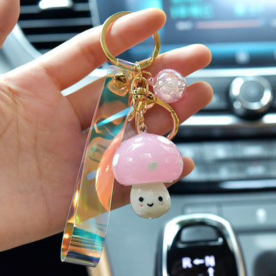 Cute Mushroom Animation Game Light Keychain Pendant