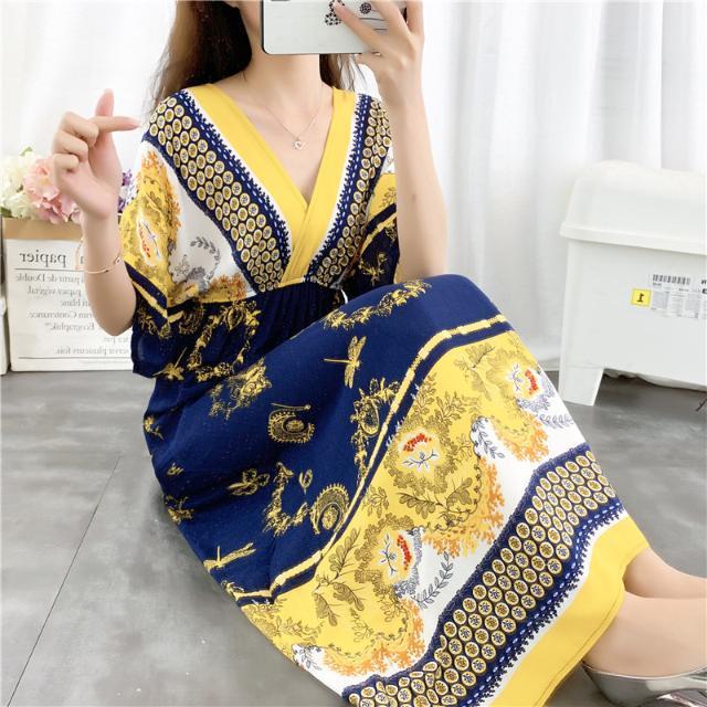 Women's Ethnic Style Cotton Silk Seaside Dress