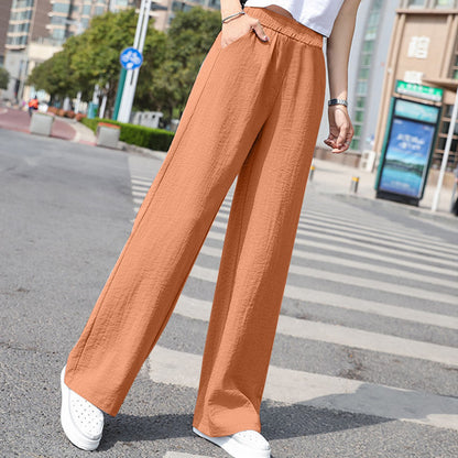 Cotton Linen Wide-Leg Pants for Women - High Waist Casual