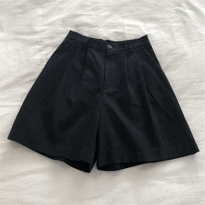 Retro High Waist Slim Linen Wide Leg Trousers