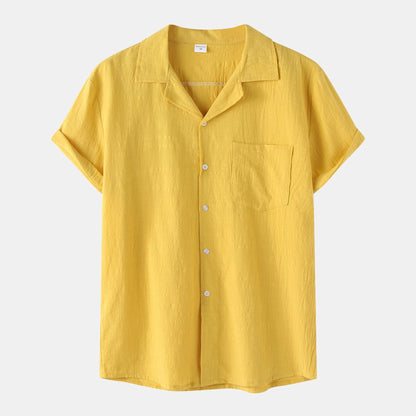 Men's Cotton Linen Short Sleeve Casual Shirt 2022