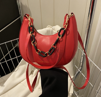 Chic French Women's Shoulder Bag with Wide Strap