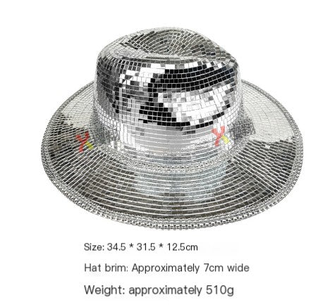 Reflective Mirror Laser Cowboy Hat for Prom Party