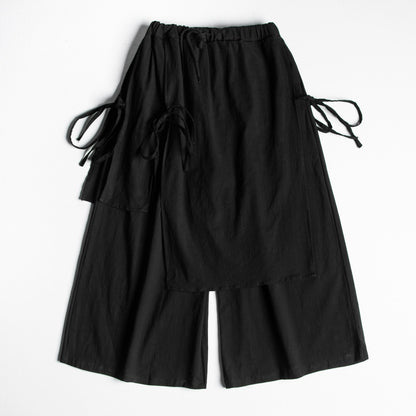 Irregular Short Loose Wide Leg Cotton Linen Pants