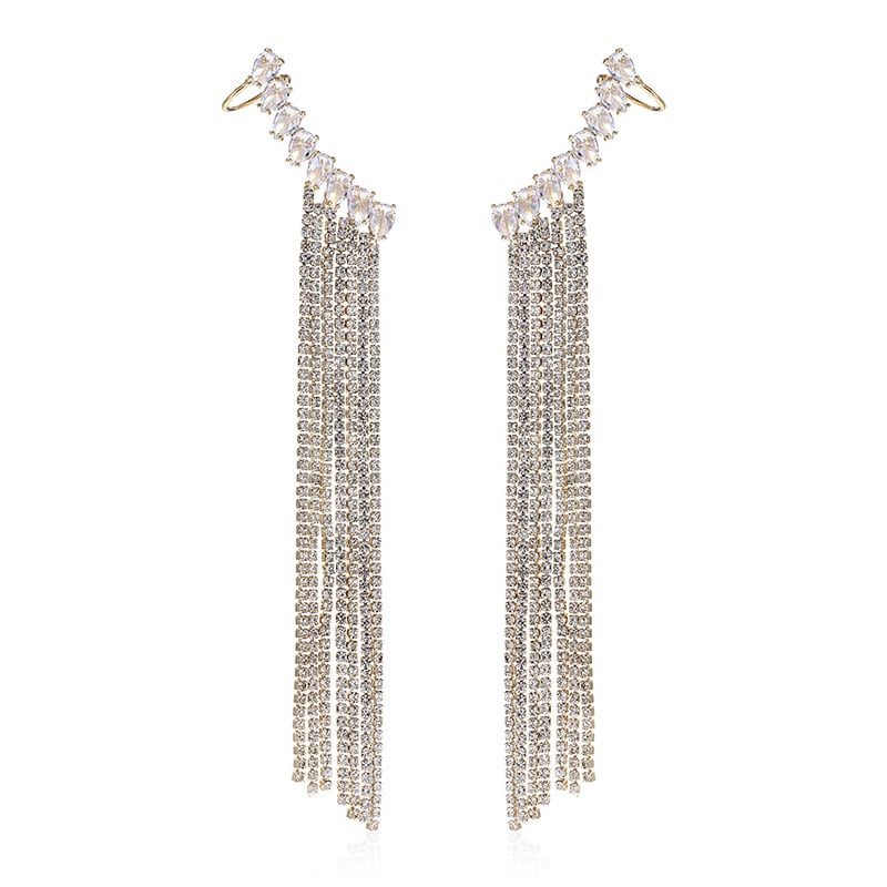 Exaggerated Tassel Zircon Earrings