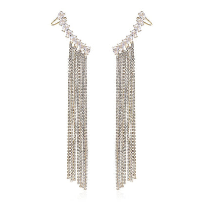 Exaggerated Tassel Zircon Earrings