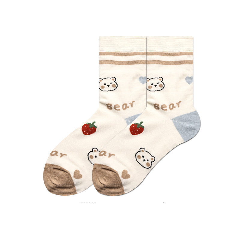 Cute Japanese Cartoon Hand-Painted Women's Socks