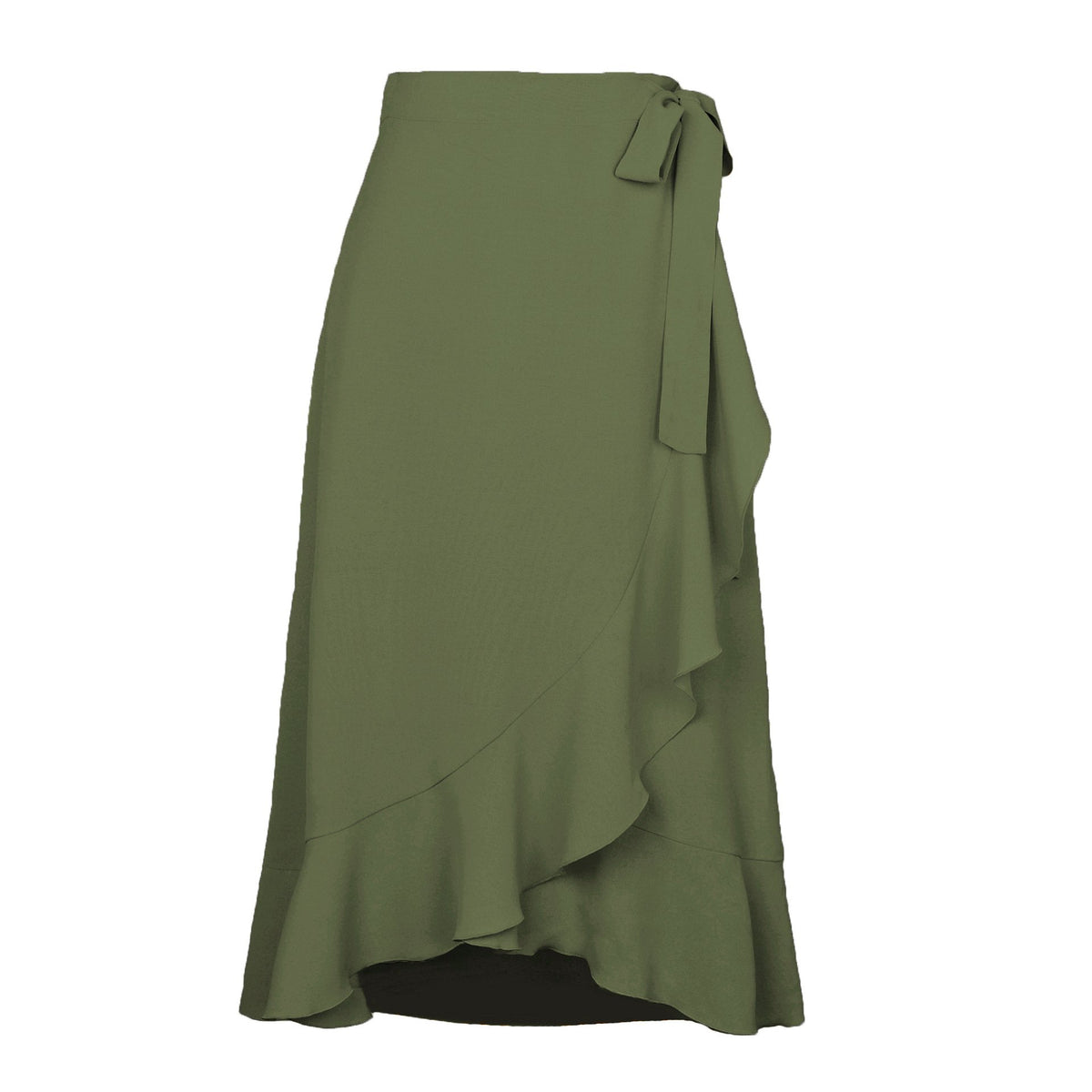 One-Piece Lace-Up Irregular Solid Color Skirt