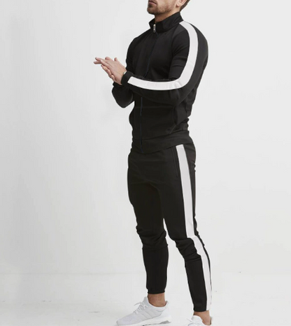 Men's Hooded Zip-Up Athletic Tracksuit Set