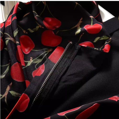 Floral Printed Cherry Belt Dress